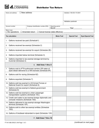 Document preview: Form FT-441-866 Distributor Tax Return - Washington