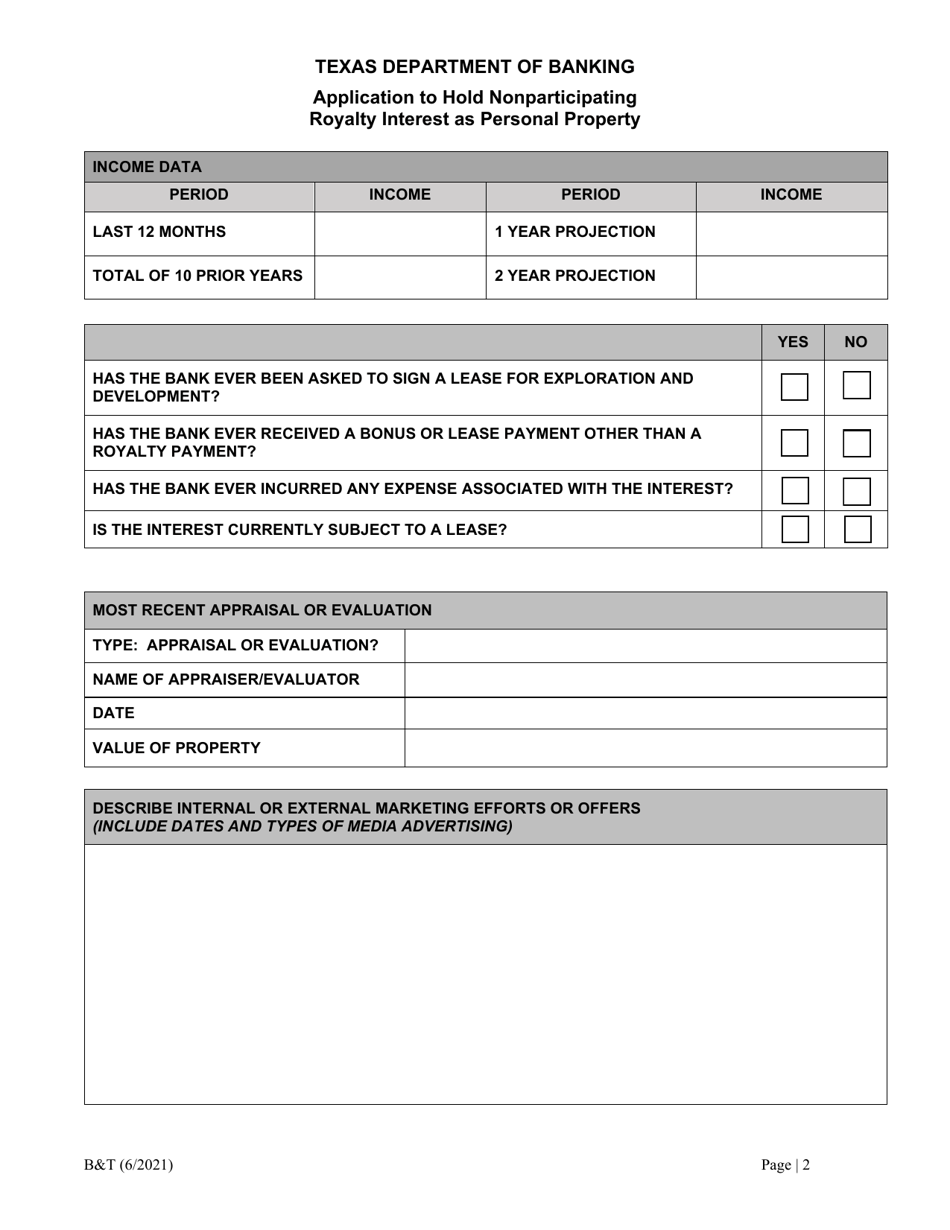 Application to Hold Nonparticipating Royalty Interest as Personal Property - Texas, Page 2