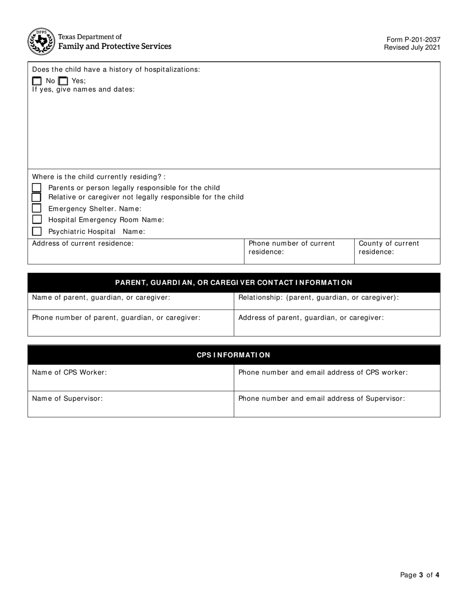 Form P2012037 Download Fillable PDF or Fill Online Referral for