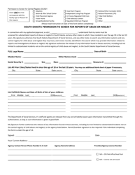 Document preview: Form CPS-593 South Dakota Permission to Screen for Reports of Abuse or Neglect - South Dakota