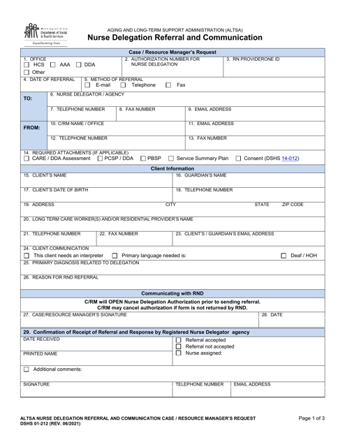 DSHS Form 01-212  Printable Pdf
