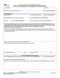 Document preview: DSHS Form 06-189 Notice of Suspension of Supported Living Services - Washington
