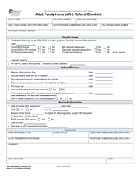 Document preview: DSHS Form 10-231 Adult Family Home (Afh) Referral Checklist - Washington