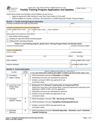 DSHS Form 15-555 Facility Training Program Application and Updates - Washington