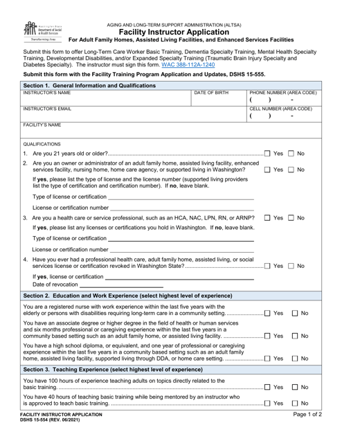 DSHS Form 15-554  Printable Pdf