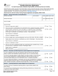 DSHS Form 15-554 Facility Instructor Application - Washington
