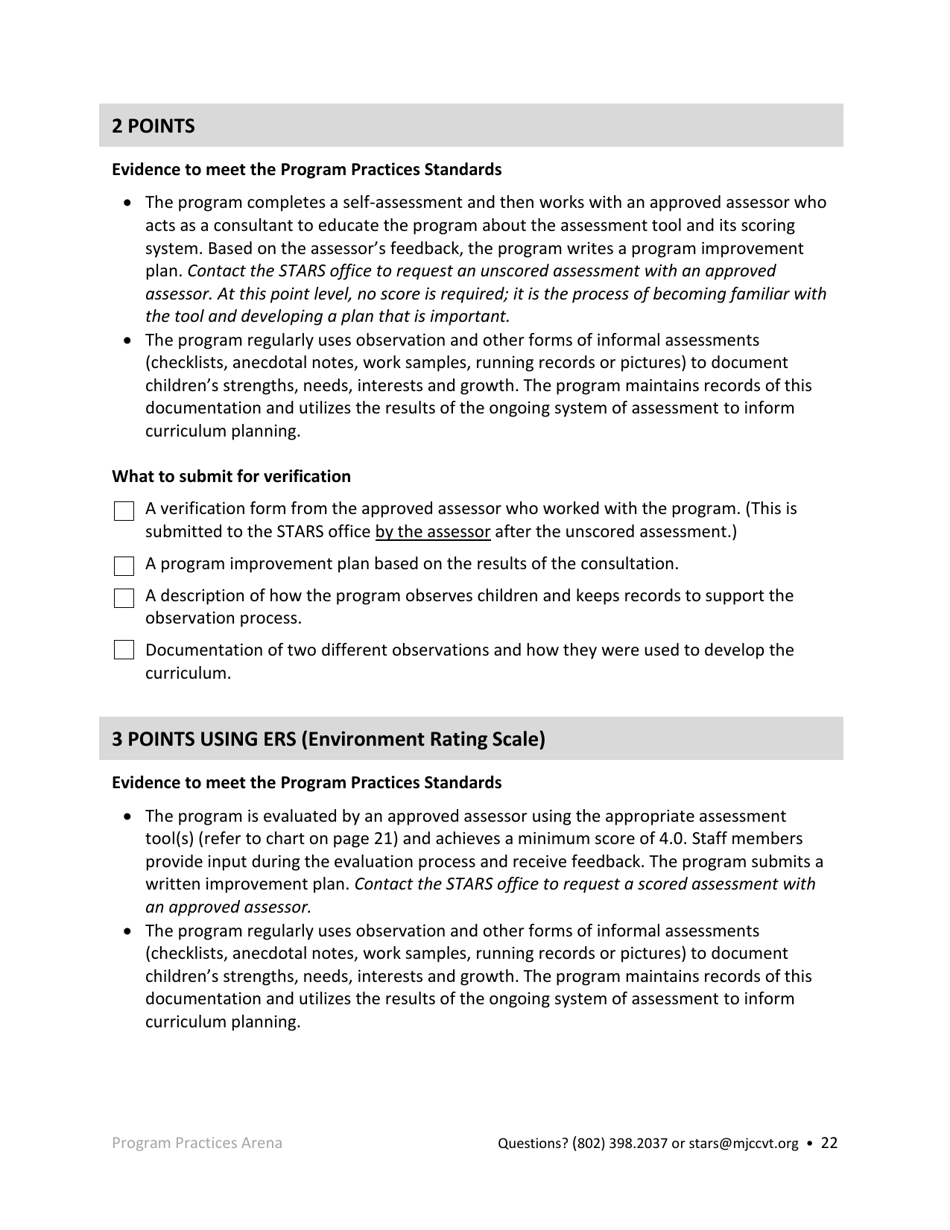 Public School Operated Pre-k Programs Stars Application - Vermont, Page 22