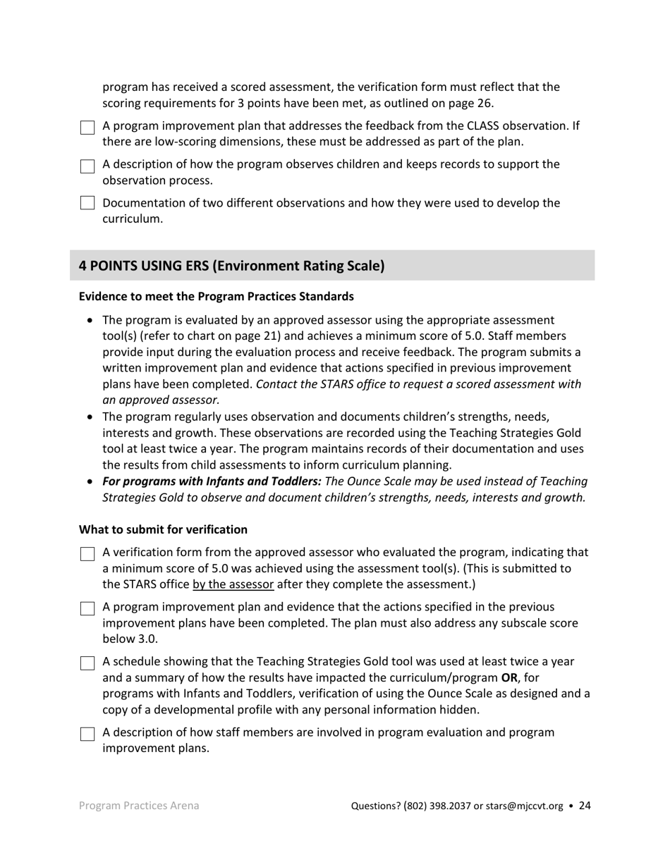 Public School Operated Pre-k Programs Stars Application - Vermont, Page 24