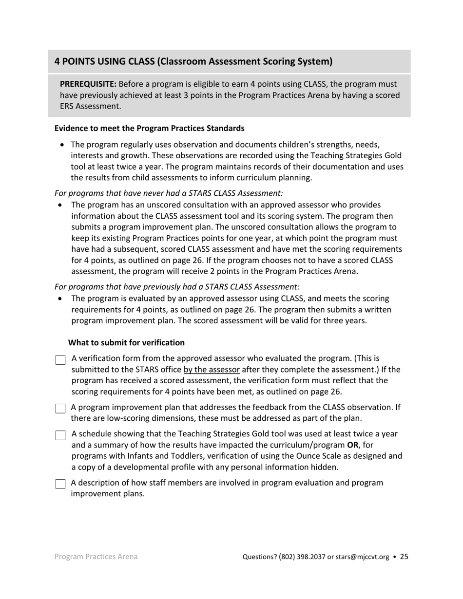 Public School Operated Pre-k Programs Stars Application - Vermont, Page 25