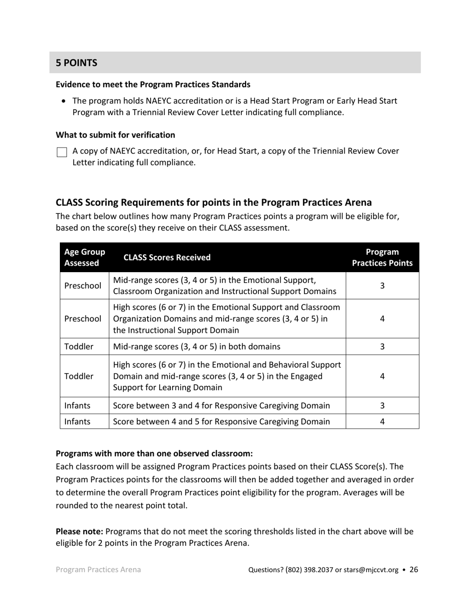 Public School Operated Pre-k Programs Stars Application - Vermont, Page 26