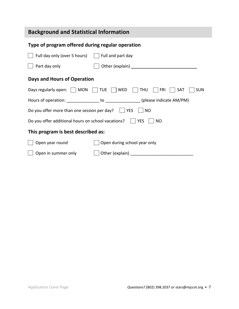 Public School Operated Pre-k Programs Stars Application - Vermont, Page 7