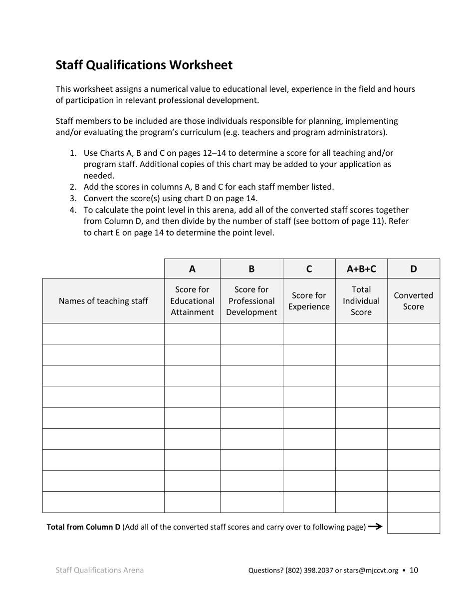 Afterschool Licensed Programs Stars Application - Vermont, Page 10
