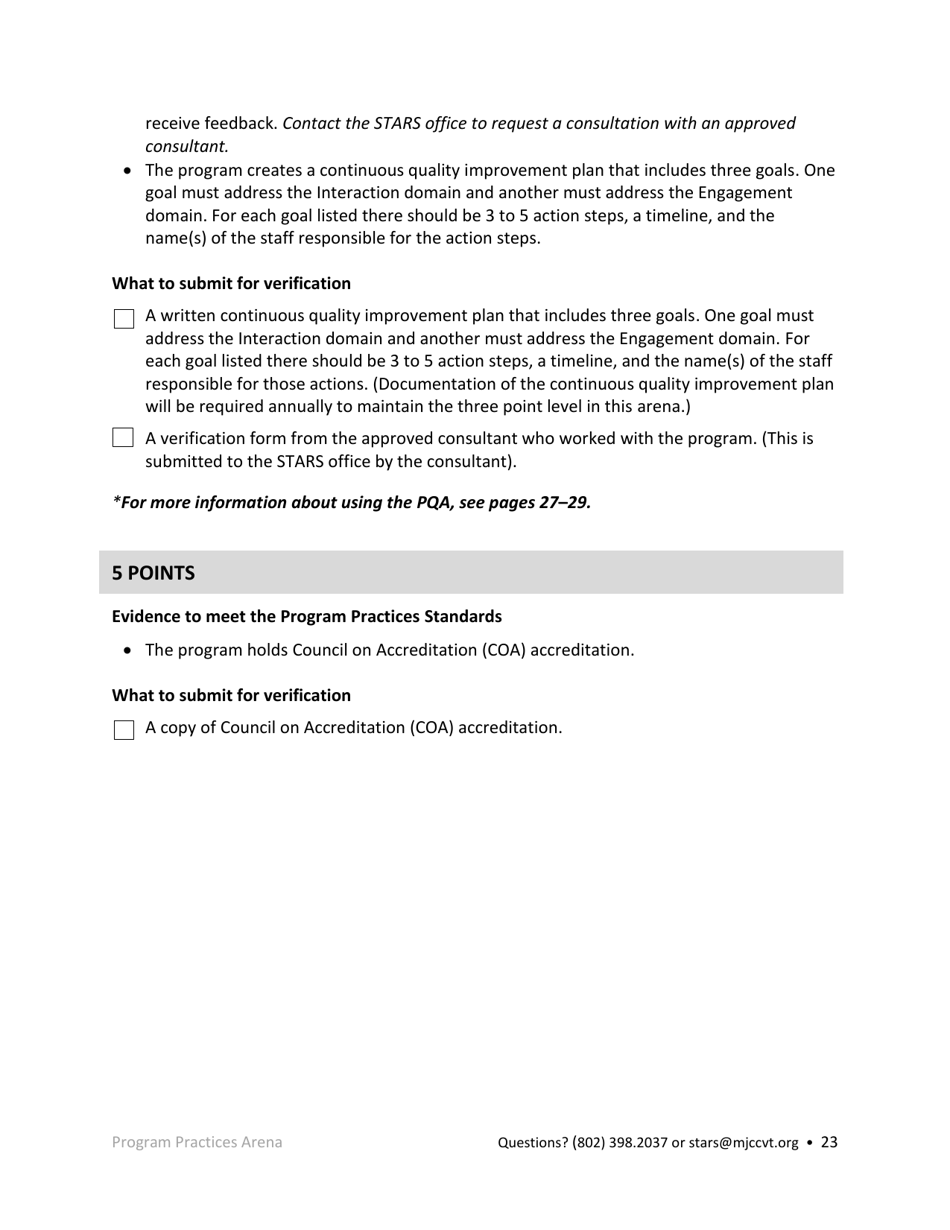 Afterschool Licensed Programs Stars Application - Vermont, Page 23