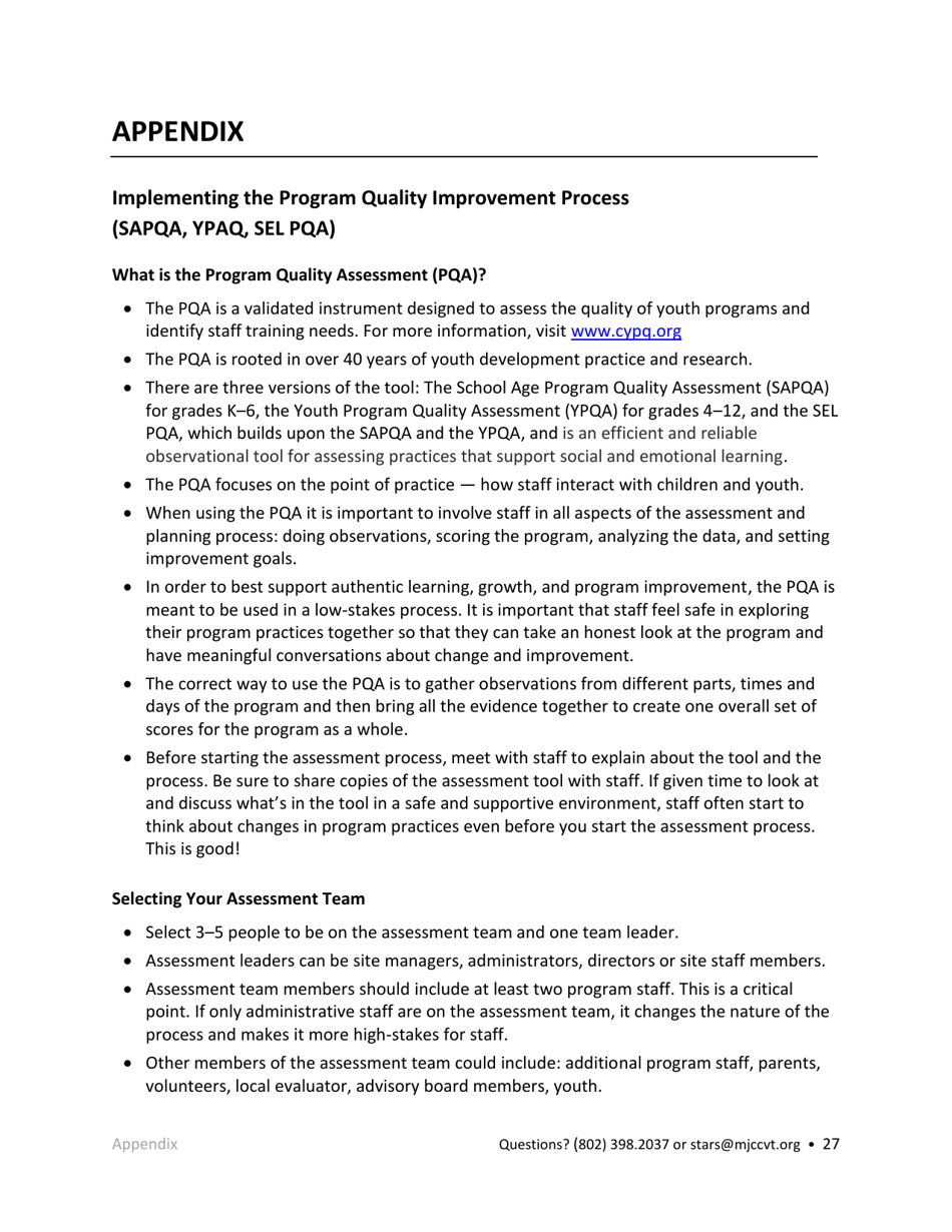 Afterschool Licensed Programs Stars Application - Vermont, Page 27