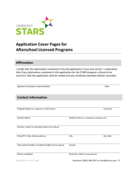 Afterschool Licensed Programs Stars Application - Vermont, Page 5