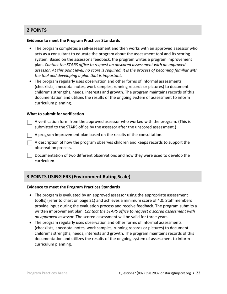 Early Childhood Licensed Programs Stars Application - Vermont, Page 22