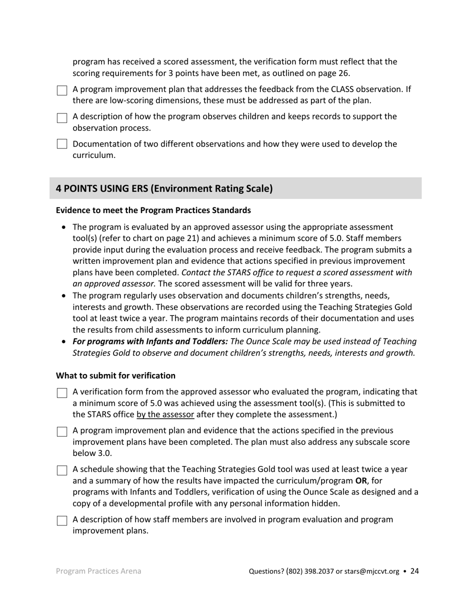Early Childhood Licensed Programs Stars Application - Vermont, Page 24