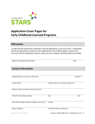 Early Childhood Licensed Programs Stars Application - Vermont, Page 5
