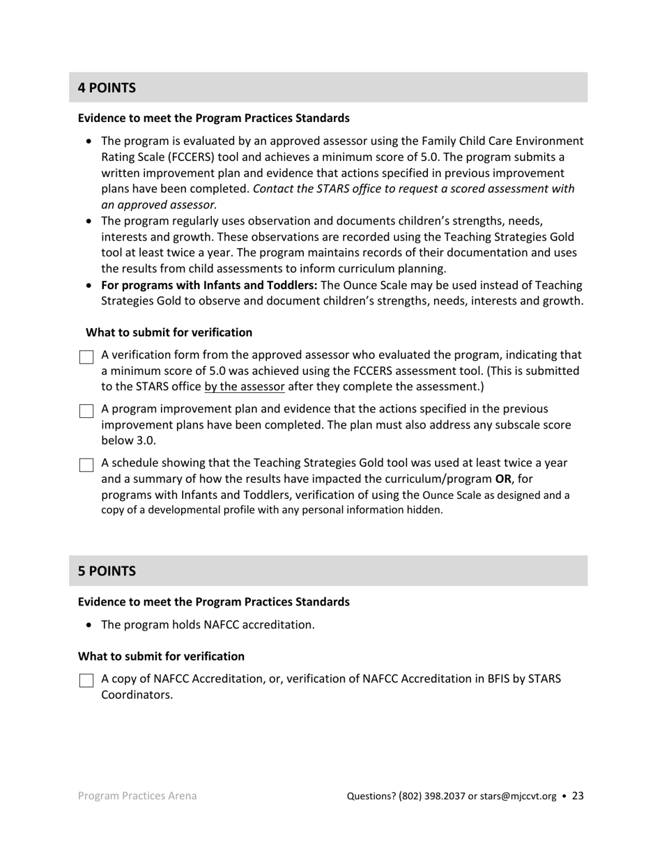 Registered Family Child Care Programs Stars Application - Vermont, Page 23