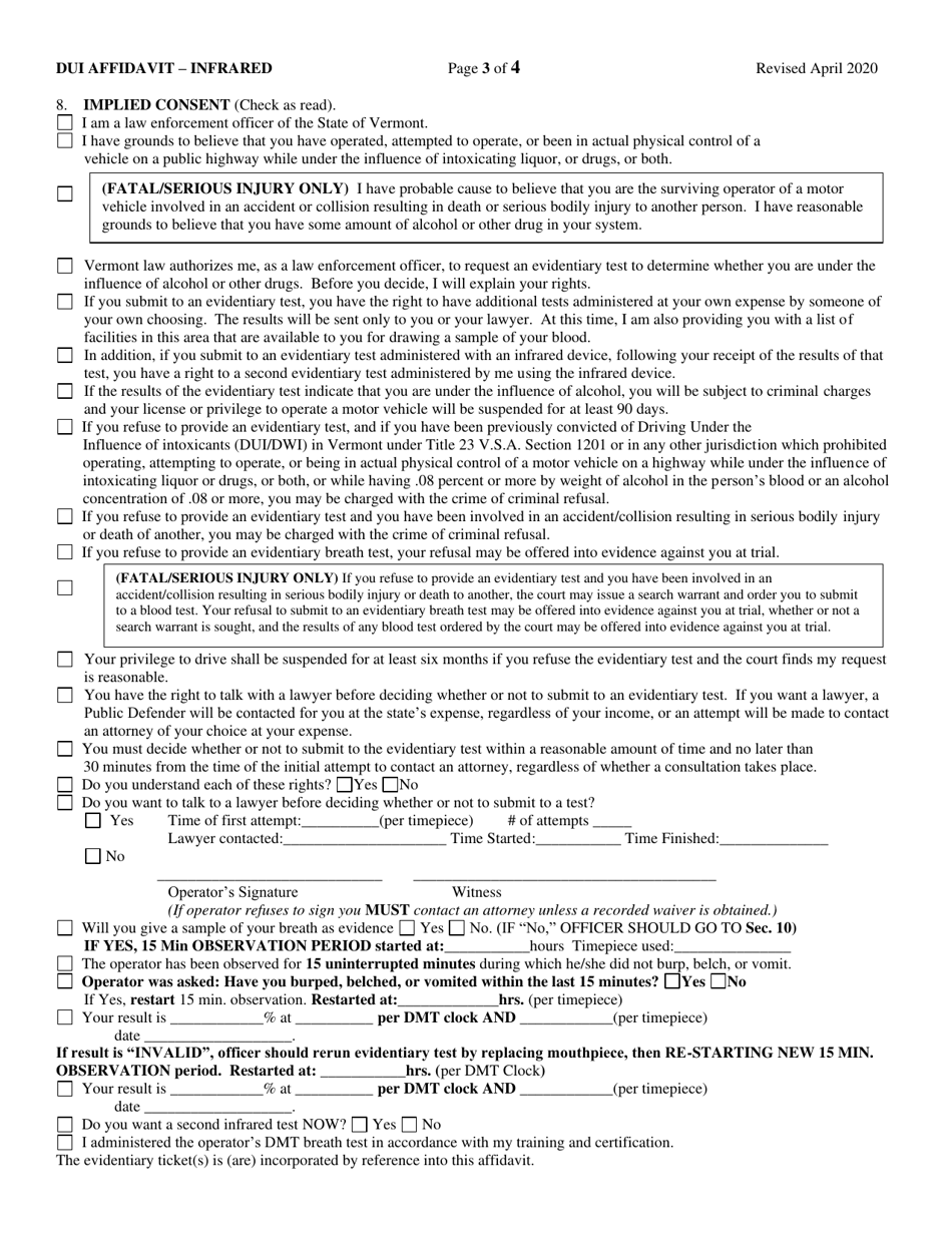 Dui Affidavit - Infrared - Vermont, Page 3