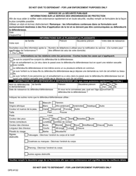 Form DPS132 Protection Order Service Information - Vermont (French)