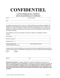 Document preview: Form 100-00249 Confidential Address Form for Stalking or Sexual Assault - Vermont (French)
