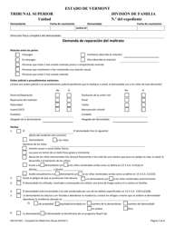 Document preview: Formulario 400-00150C Demanda De Reparacion Del Maltrato - Vermont (Spanish)