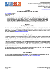 Document preview: Form F493-02FH-COMP Fair Housing Discrimination Complaint Form - Virginia