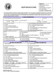 Document preview: DCYF Form 10-114 Adoption Data Card - Washington