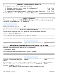 Form DOC03-026 Outside Employment/Volunteer Activity - Washington, Page 2