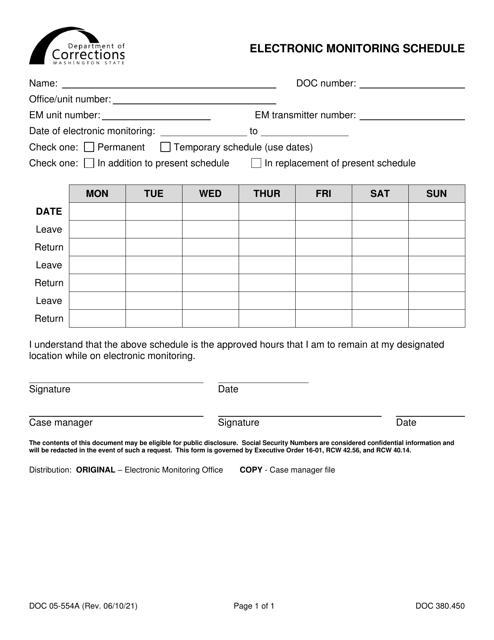 Form DOC05-554A  Printable Pdf