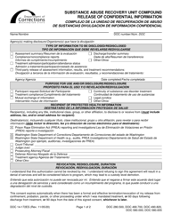 Form DOC14-172ES Substance Abuse Recovery Unit Compound Release of Confidential Information - Washington (English/Spanish)