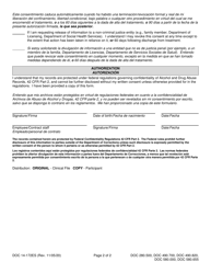 Form DOC14-172ES Substance Abuse Recovery Unit Compound Release of Confidential Information - Washington (English/Spanish), Page 2