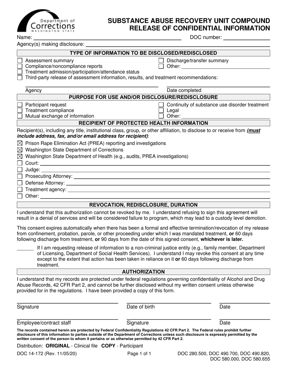 Form DOC14-172 - Fill Out, Sign Online and Download Printable PDF ...