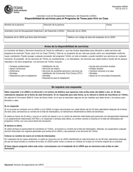 Document preview: Formulario 1070-S Disponibilidad De Servicios Para El Programa De Texas Para Vivir En Casa - Texas (Spanish)