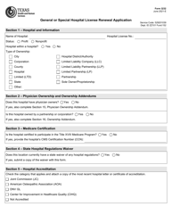 Form 3232 General or Special Hospital License Renewal Application - Texas