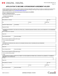 Document preview: Form IMM0109 Application to Become a Sponsorship Agreement Holder - Canada