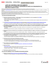 Document preview: Forme CIT0007 Liste De Controle DES Documents: Demande De Citoyennete Canadienne En Vertu Du Paragraphe 5(1) - Adultes (18 Ans Et Plus) - Canada (French)