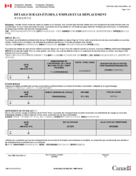 Document preview: Form IMM0104 Details Sur Les Etudes, L'emploi Et Le Deplacement - Canada (Chinese/French)