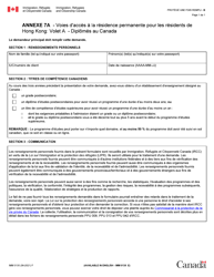 Document preview: Forme IMM0135 Agenda 7A Voies D'acces a La Residence Permanente Pour Les Residents De Hong Kong: Volet a - Diplomes Au Canada - Canada (French)