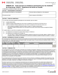 Document preview: Forme IMM0136 Agenda 7B Voies D'acces a La Residence Permanente Pour Les Residents De Hong Kong: Volet B - Experience De Travail Au Canada - Canada (French)