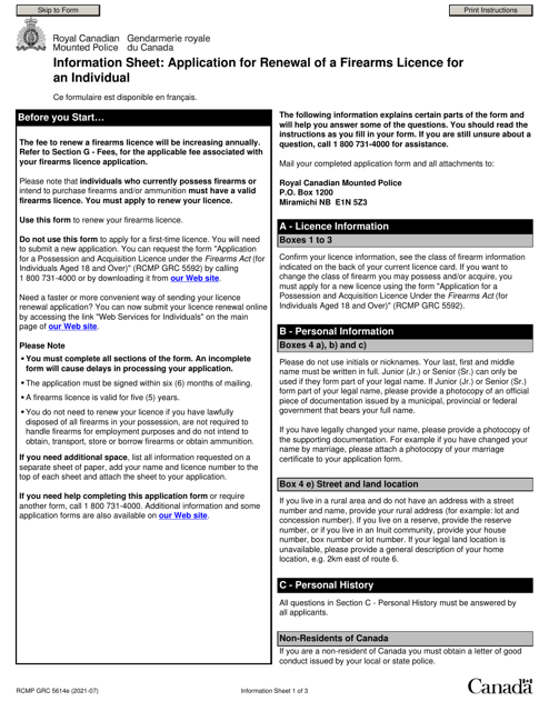 Form RCMP GRC5614  Printable Pdf