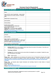 Application for Access to Coronial Documents - Queensland, Australia
