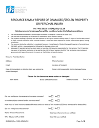 Document preview: Form 06-9440 Resource Family Report of Damaged/Stolen Property or Personal Injury - Alaska