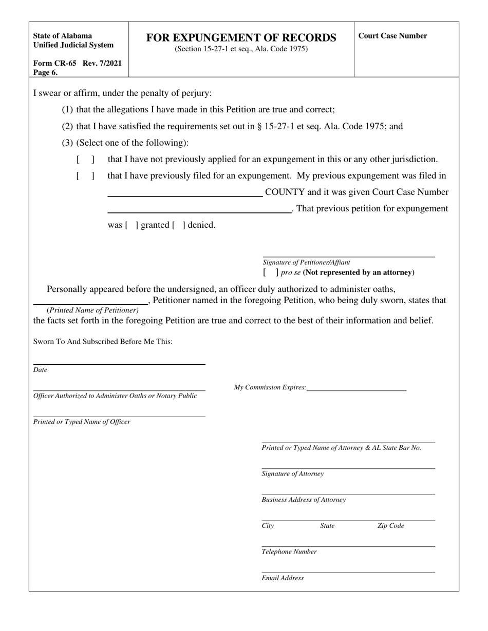 Form CR65 Fill Out, Sign Online and Download Fillable PDF, Alabama