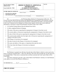 Document preview: Form CR-65B Order to Produce Additional Information (On Order of Expungement) - Alabama