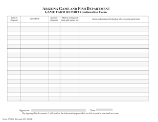 Form 2713-B Private Game Farm License Report - Arizona, Page 2