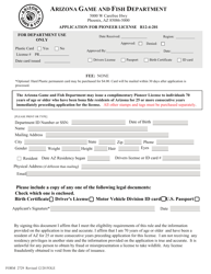 Form 2729 &quot;Application for Pioneer License&quot; - Arizona