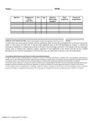 Form 2722-A Sport Falconry License Application - Arizona, Page 3