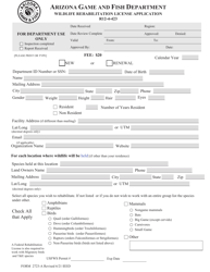 Form 2723-A &quot;Wildlife Rehabilitation License Application&quot; - Arizona